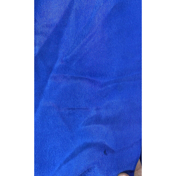 Patrick Petite Collection Size 14 Blue Midi Silk Front Slit Short Sleeve Dress - Picture 2 of 16